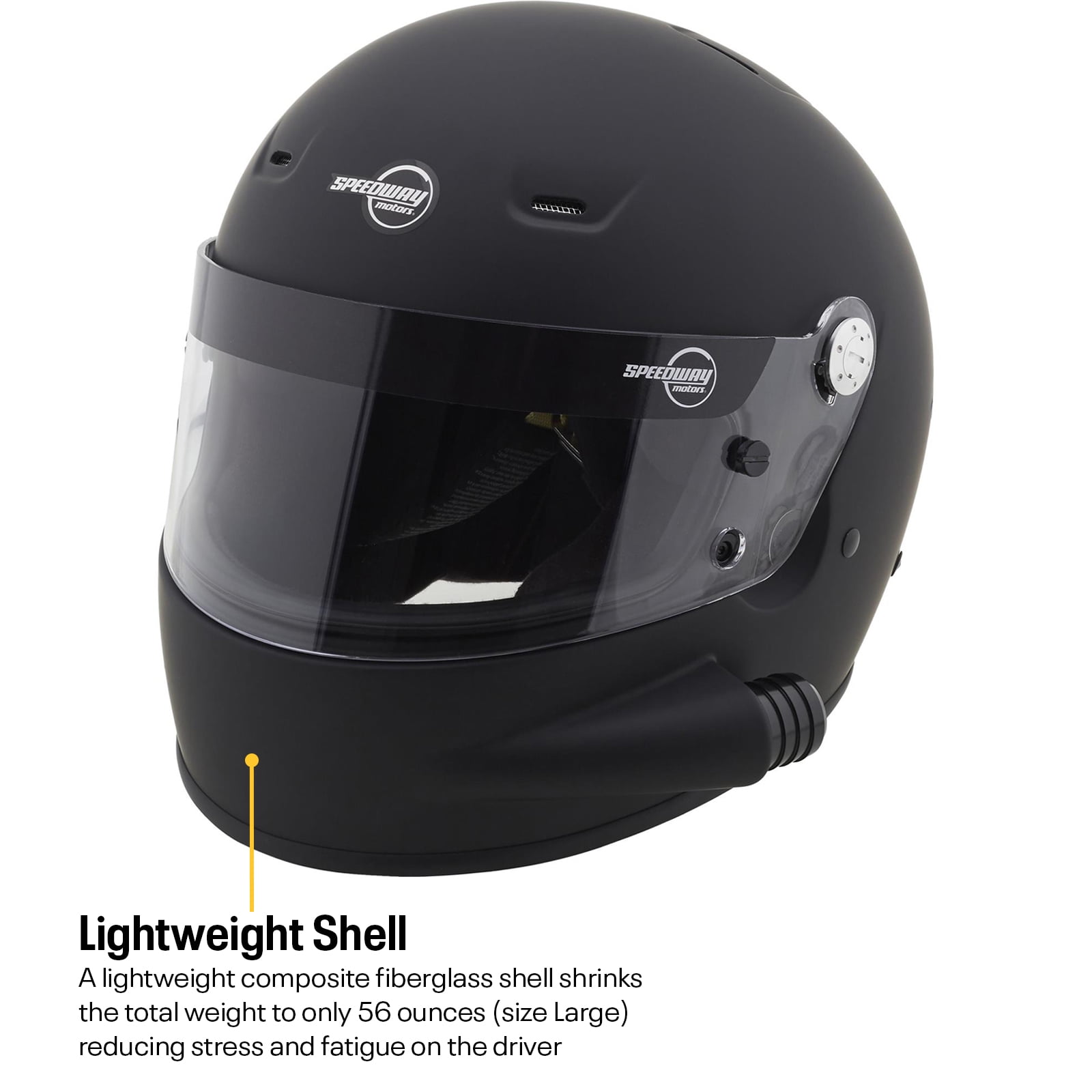 Speedway Motors SA2020 Side Air Racing Helmet, Flat Black, Large