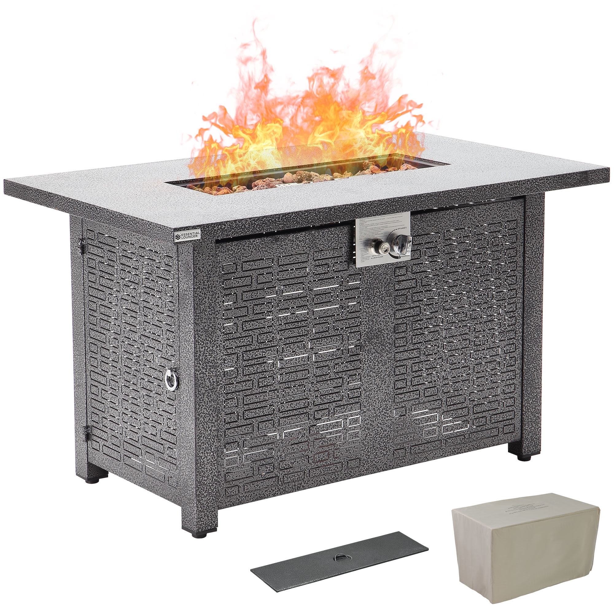 Cozyhom 42 Inch Propane Gas Fire Pit, Propane Fire Pit Table With Lid