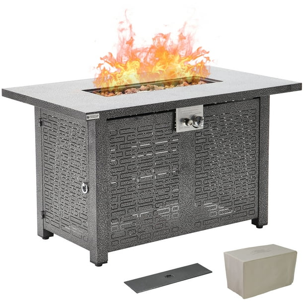 Cozyhom 42 Inch Propane Gas Fire Pit, Rectangular Metal Fire Pit Cover