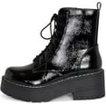 thumbnail image 2 of Chariot & Co Pure presents Women's Chunky Lug Sole Combat Lace-Up Fashion Ankle Boots with Side Zipper(Black Patent, 9), 2 of 7
