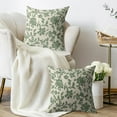 thumbnail image 3 of Sage Green Floral Block Print Pillow Covers 20x20 Set of 2 Rustic Old Style Modern Vintage Flower Pattern Cream Decorative Throw Pillow Cases Outdoor Farmhouse Decoration for Sofa Couch Bed, 3 of 6