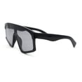 thumbnail image 3 of Kids Child Size Fashionable Flat Top Shield Plastic Pop Sunglasses All Black, 3 of 4