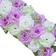 thumbnail image 3 of Chemin de Table Panneau de Fleurs Roses pour Décoration de Table de Mariage Violet et Blanc, 3 of 7