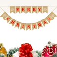 thumbnail image 3 of Banderines con letras de Feliz Navidad, decoración de pancartas, patrón de copos de nieve, arpillera de lino, 3 of 5