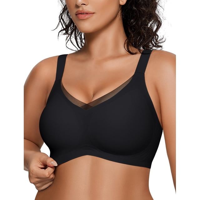 Camiseta Wireless Bra OEAK V Mesh con soporte cómodo, negra, 2XL