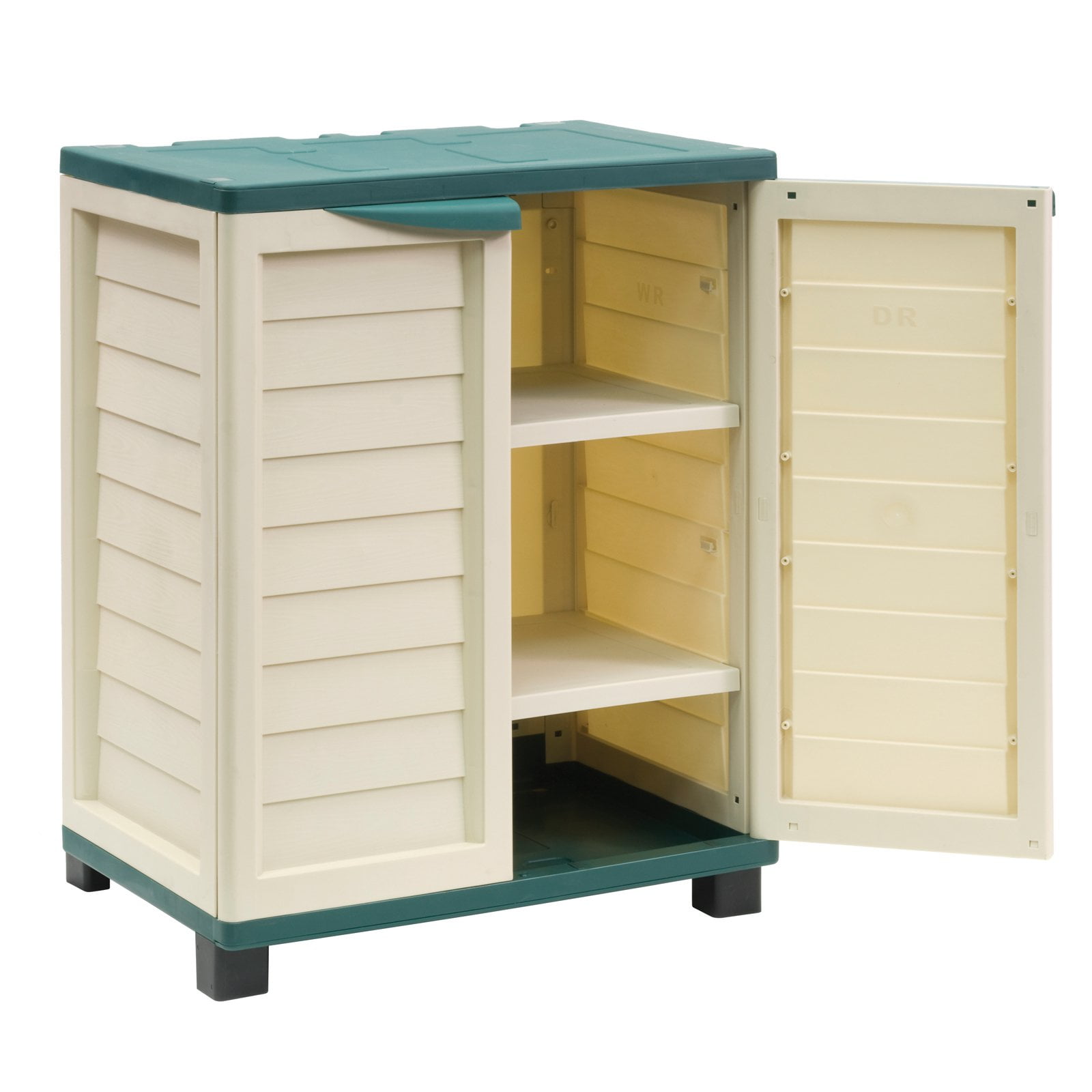 Outdoor 2 Door Plastic Cabinet Deck Box Water Resistant ...