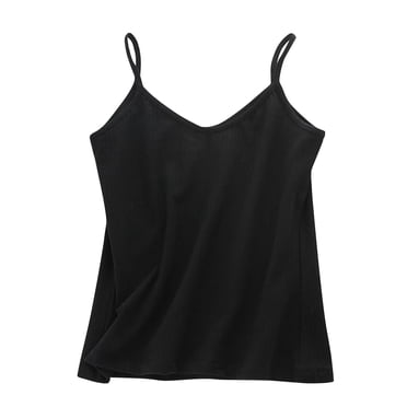 Loopsun Womens Summer Top Plus Size, Tank Tops for Women, Women's Solid Color Camisole Knitted Outerwear Undershirt V-Neck Top Black XXXL