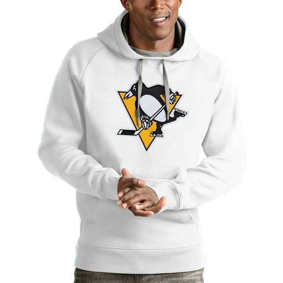 Men's Antigua White Pittsburgh Penguins Logo Victory Pullover Hoodie