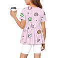 thumbnail image 7 of IYYVV 2-Piece Girls' Outfit Breathable Ruffle Top and Biker Short Summer Printed Matching Set Loose Lightweight Lounge Sets Pink 110, 7 of 7