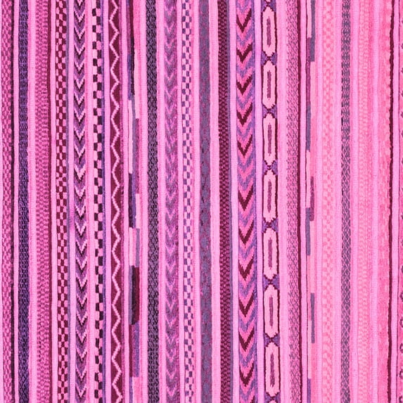 Ahgly Company Indoor Square Oriental Pink Modern Area Rugs, 7' Square