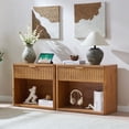 thumbnail image 6 of Nightstand Set of 2 with Charging Station, Fluted Bedside Tables Night Stands with Drawer & Shelf, Mid Century Side Tables for Bedroom, Tea Brown, 6 of 10