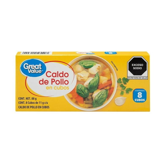 Caldo de pollo Great Value 8 cubos de 11 g c/u