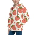 thumbnail image 2 of Pofeuu Hand Drawn Strawberry Print Kids Pullover Hoodies Warm Thick Hooded Sweatshirt with Packet for Boys Girls-Large, 2 of 6