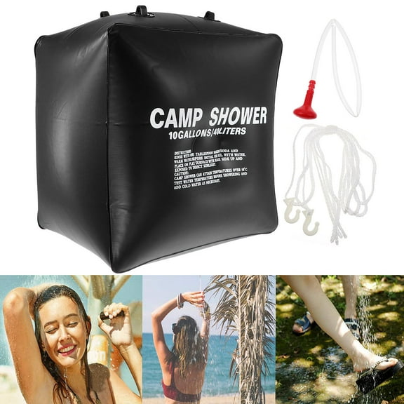 LEORX Camping Shower Bag Leorx Black PVC Solar Heating for Outdoor Use