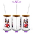 thumbnail image 2 of Happy Valentine's Day Miniature American Shepherd Brings Love Heart 16oz Glass Cup Mug MAS Dog Lover Gifts Glass Can with Bamboo Lid and Straw - 02028, 2 of 5