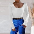 thumbnail image 4 of Gibobby SuéTer De Invierno Para Mujer Suéter de punto con cuello en U de color sólido para mujer Suéter de cuello con fondo(Blanco,M), 4 of 5