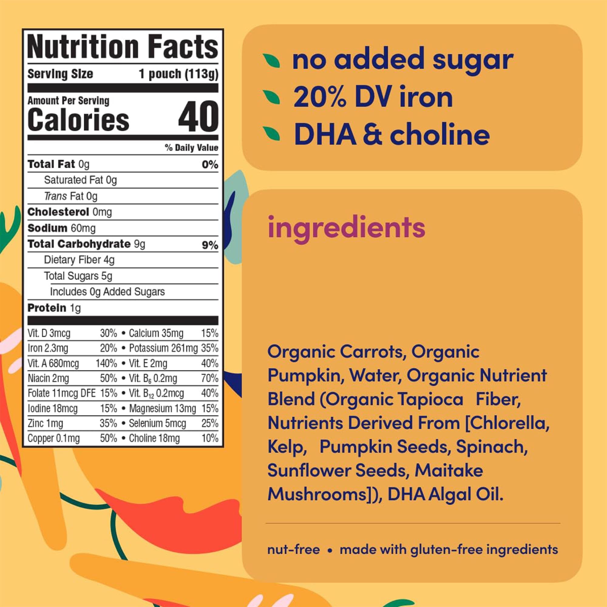 Cerebelly Organic Baby Food Pouches Variety Pack, Veggie & Fruit Purees, 16 Nutrients, No Added Sugar, Fiber & Non-GMO, 4oz, 8 Pack