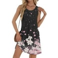 thumbnail image 2 of Taqqpue Summer Dresses for Women 2025 Loose Crew Neck Sleeveless Casual T Shirt Dress Sundresses Boho Floral Printed Mini Dresses with Pockets, 2 of 8