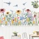 thumbnail image 4 of Pegatinas de pared de flores de margaritas, pegatinas de pared de pájaros con hojas verdes, sala de estar, dormitorio, sofá, TV, Fondo de Arte de la pared Decoración, murales JAMW Sencillez, 4 of 5
