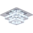 Diisunbihuo Modern Crystal Chandelier Stainless Steel Ceiling Crystal Lamp Semi Flush Mounted Lights Fixture Two Layer Square Chandelier Ceiling Lamp (Cool White)
