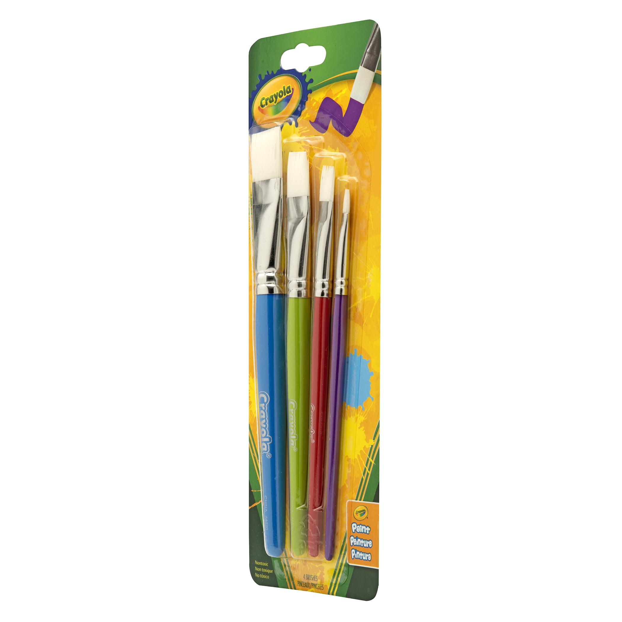 Crayola Big Paintbrush Set, Flat, 4 Per Pack, 4 Packs