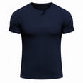 thumbnail image 4 of YLSDY Men's Henley Shirts Short Sleeve Casual Ribbed Knitted Summer T-Shirt Slim Fit Workout Muscle Tops Navy XXXL, 4 of 6
