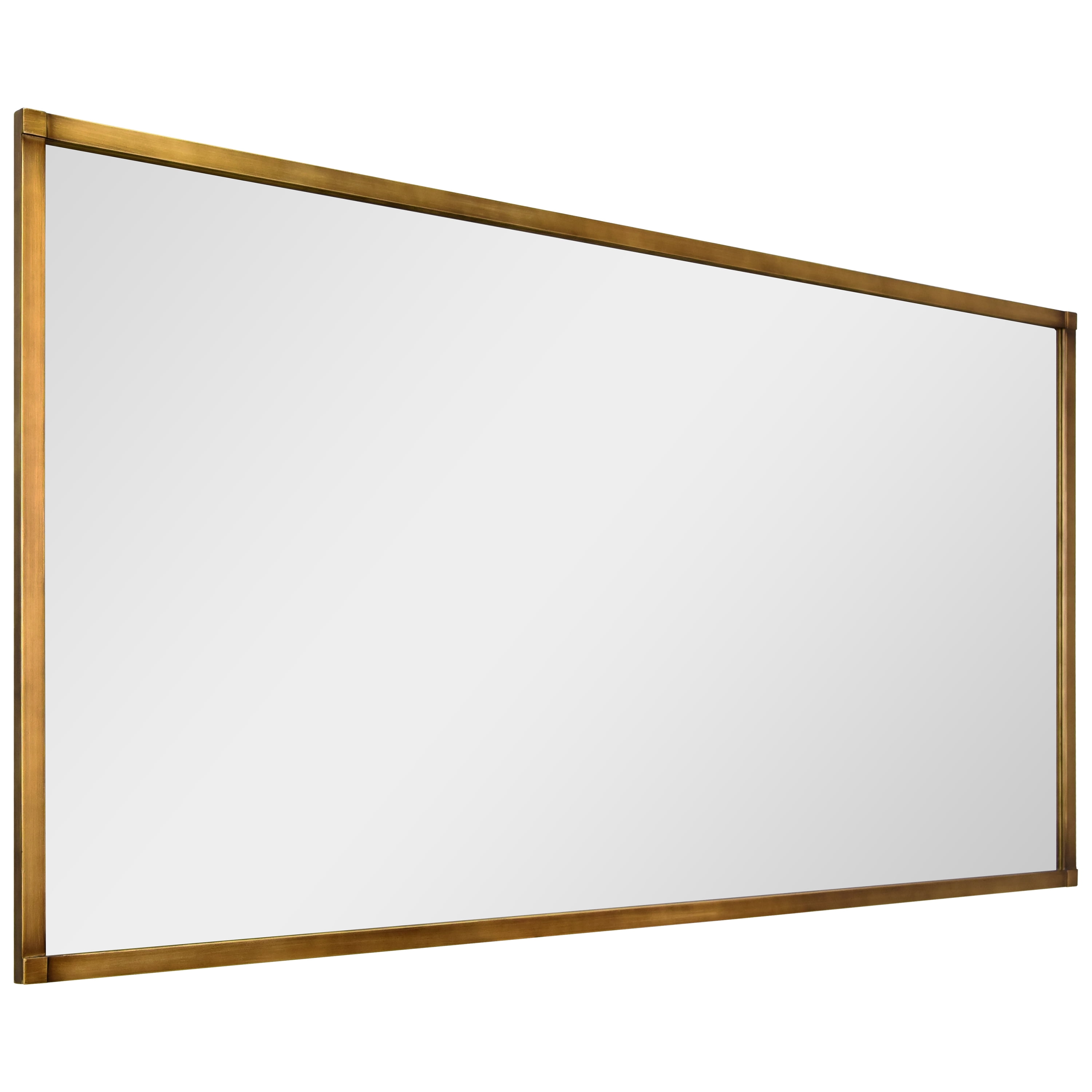 Brushed Gold Metal Framed Rectangular Wall Mirror, 80"x40"