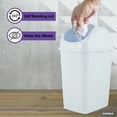 thumbnail image 5 of Superio Small 2.5 Gallon Plastic Trash Can with Swing Top Lid, Waste Bin for Under Desk, Office, Bedroom, Bathroom- 10 Qt, White, 5 of 8
