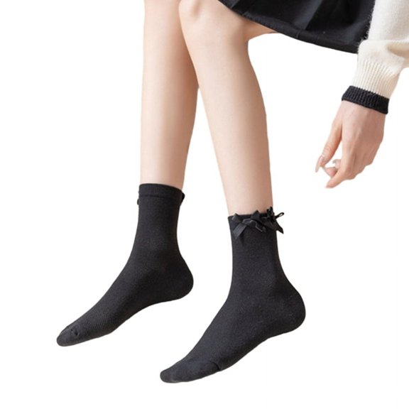 Milue Women Ballet Style Ankle Socks Bow Crew Socks Loose Socks Sweet Cotton Socks