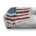 thumbnail image 2 of Vintage Stripe Soft Flannel Fleece Throw Blanket, Grungy American Flag with Lines and Stars Old Glory, Cozy Plush for Indoor and Outdoor Use, 50" x 60", Burgundy Petrol Blue, by Ambesonne, 2 of 5