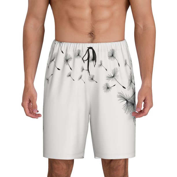 Fotbe Dandelion Blowing In The Wind Pantalones Cortos de Pijama para Hombre, Ropa de Dormir, Pantalones de Pijama Cortos para Hombre-Medium