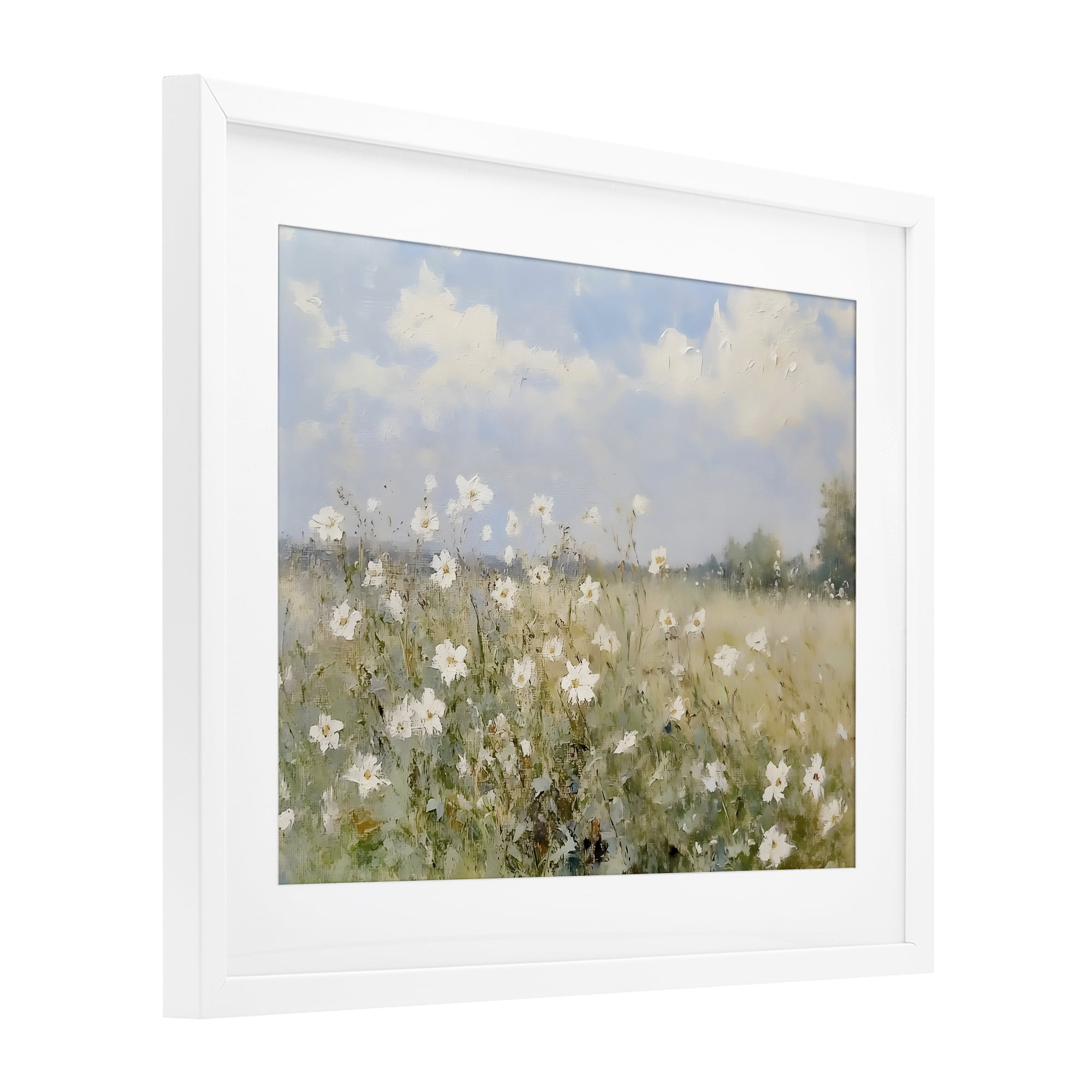 Stupell Industries Neutral Wildflower Field in Bloom White Framed Print Under Glass, design by LSR Design Studio
