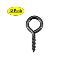 Uxcell 1.18" Iron Screw Eye Hooks Self Tapping Screws Screw-in Hanger Black 12 Pack