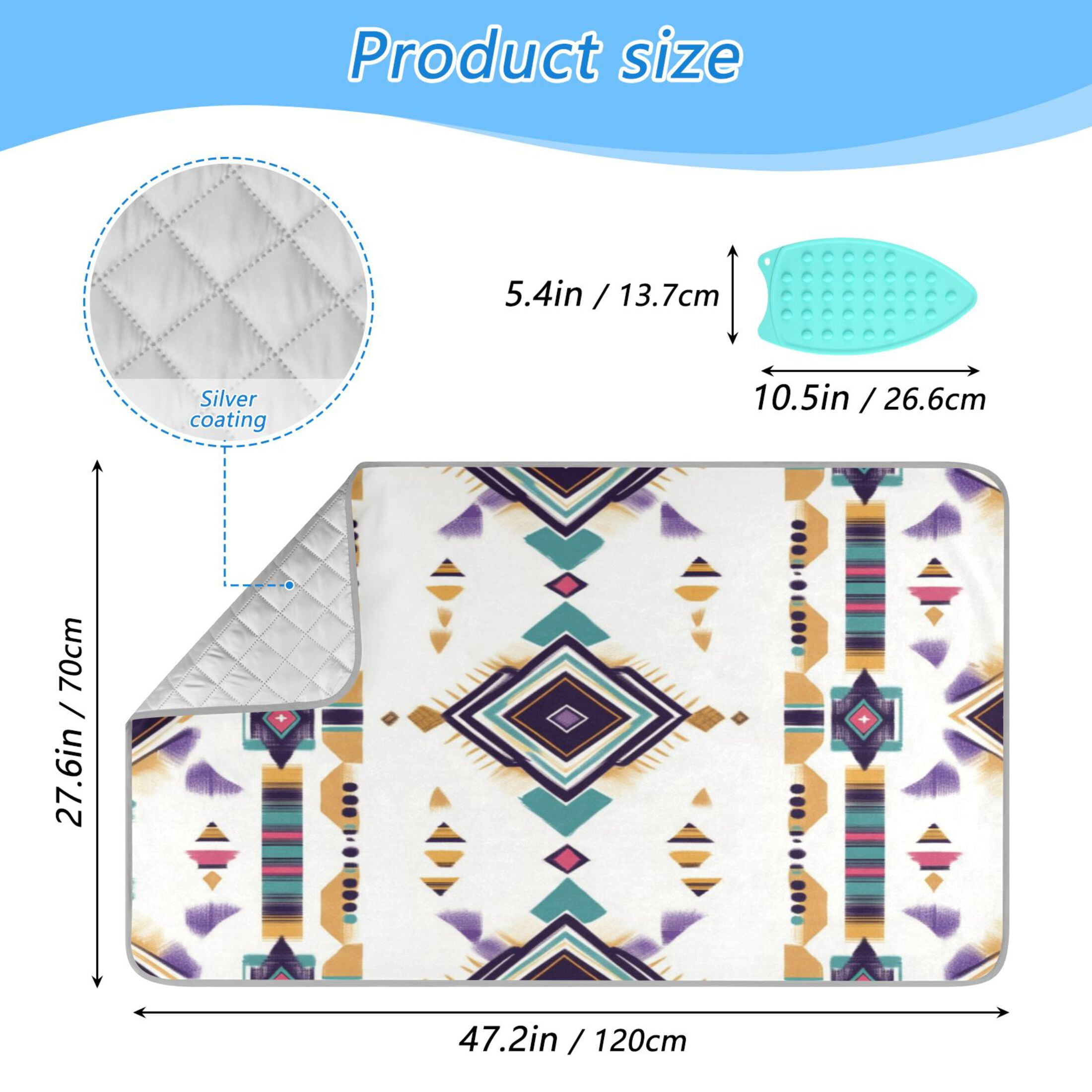 Ironing Mat Portable Ironing Blanket for Table Top Travel Ironing Pad for Washer Dryer 27.6" x 47.2" Artistic Stripes Pattern