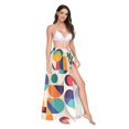 thumbnail image 2 of FORMRS Womens Long Sarong Beach Wrap Semi-Sheer Bikini Skirt Bathing Swimsuit Cover Up, Green Geometric, 2 of 7
