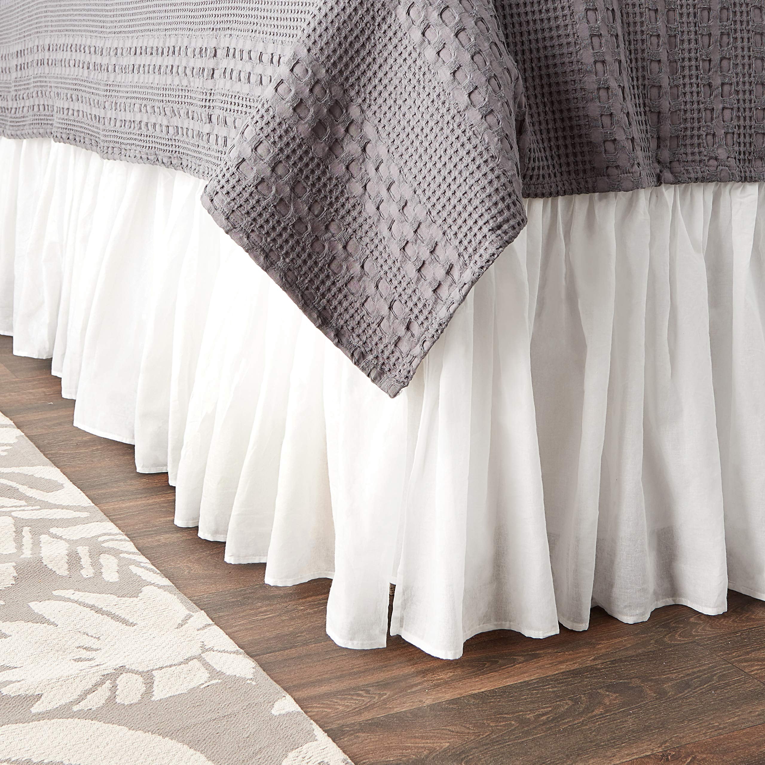 Greenland Home Fashions Cotton Voile Bed Skirt - 18 in. Ruffle - White - Queen