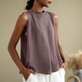 thumbnail image 5 of MOJOGO Tank Tops for Women Mock Neck Sleeveless Blouse Textured Cotton Linen Blend A Line Shirts Casual Office Summer Outfits, 5 of 6