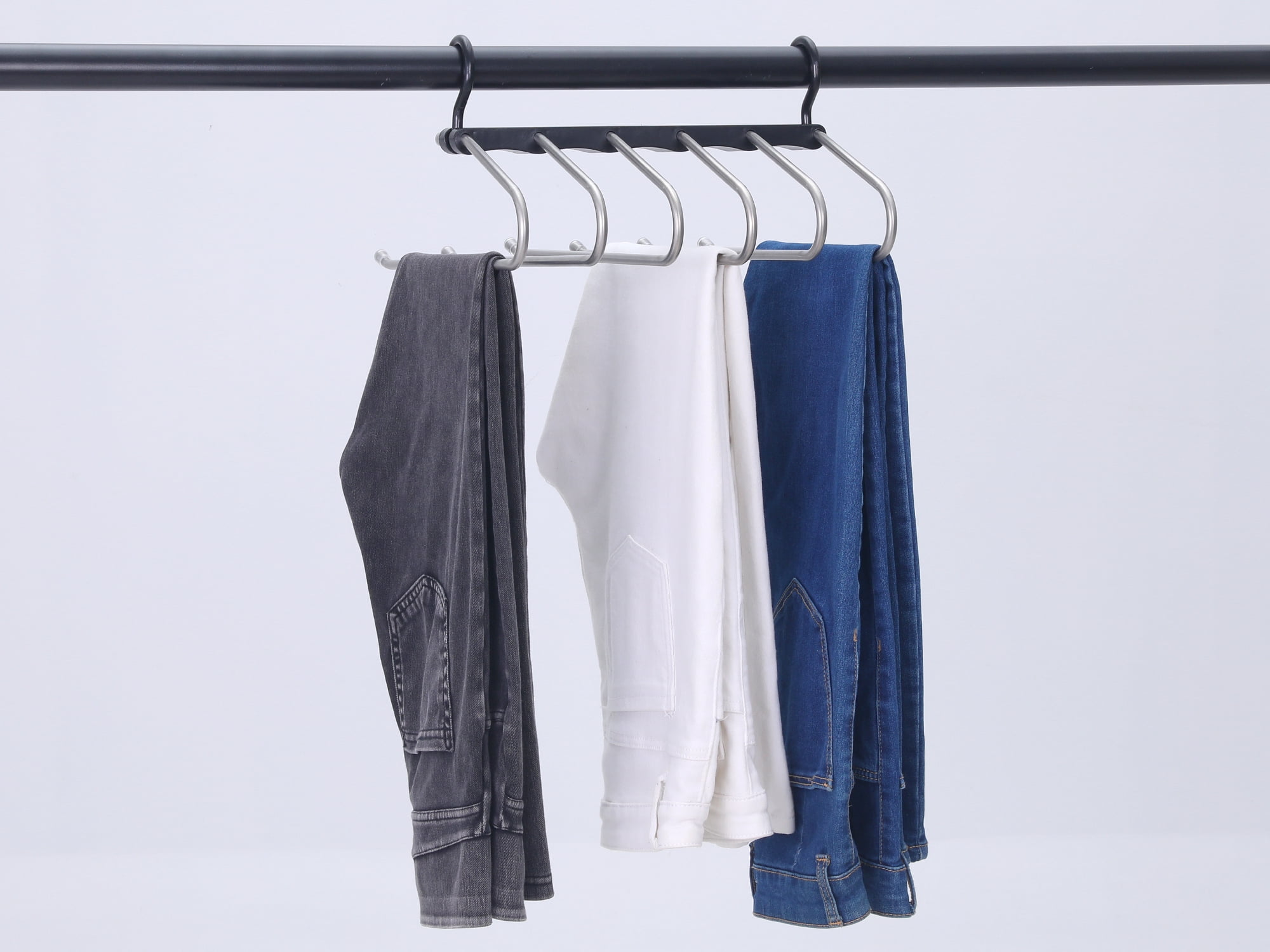 Unique Bargains Space Saving Non Slip Metal Pants Hangers 2 Pcs Black