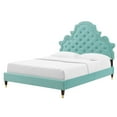 thumbnail image 1 of Tufted Platform Bed Frame, Queen Size, Velvet, Blue, Modern Contemporary Urban Design, Bedroom Master Guest Suite, 1 of 10