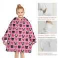 thumbnail image 6 of Pink Pug Puppies Blanket Hoodies for Kids 6-13YR Oversize Wearable Blanket Hoodies for Boys Girls Teens, 6 of 7