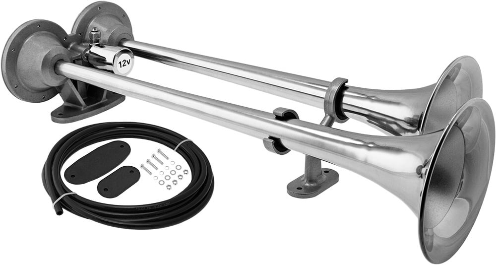 Vixen Horns Train Horn for Boat/Truck/Car. Stainless Steel Air Horn Waterproof Chrome Dual
