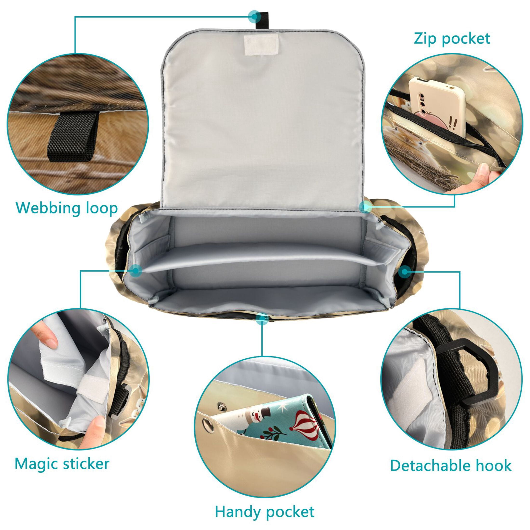 DIXRUYEE Stroller Organizer Squirrel's Spring Smile Printed