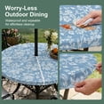 thumbnail image 5 of Round Outdoor Tablecloth with Umbrella Hole and Zipper, Botanical Rose Tablecloth with Elastic Waterproof, Vintage Farmhouse Blue Floral Leaves Summer Patio Table Covers for 36" - 44" Pool Tables, 5 of 9