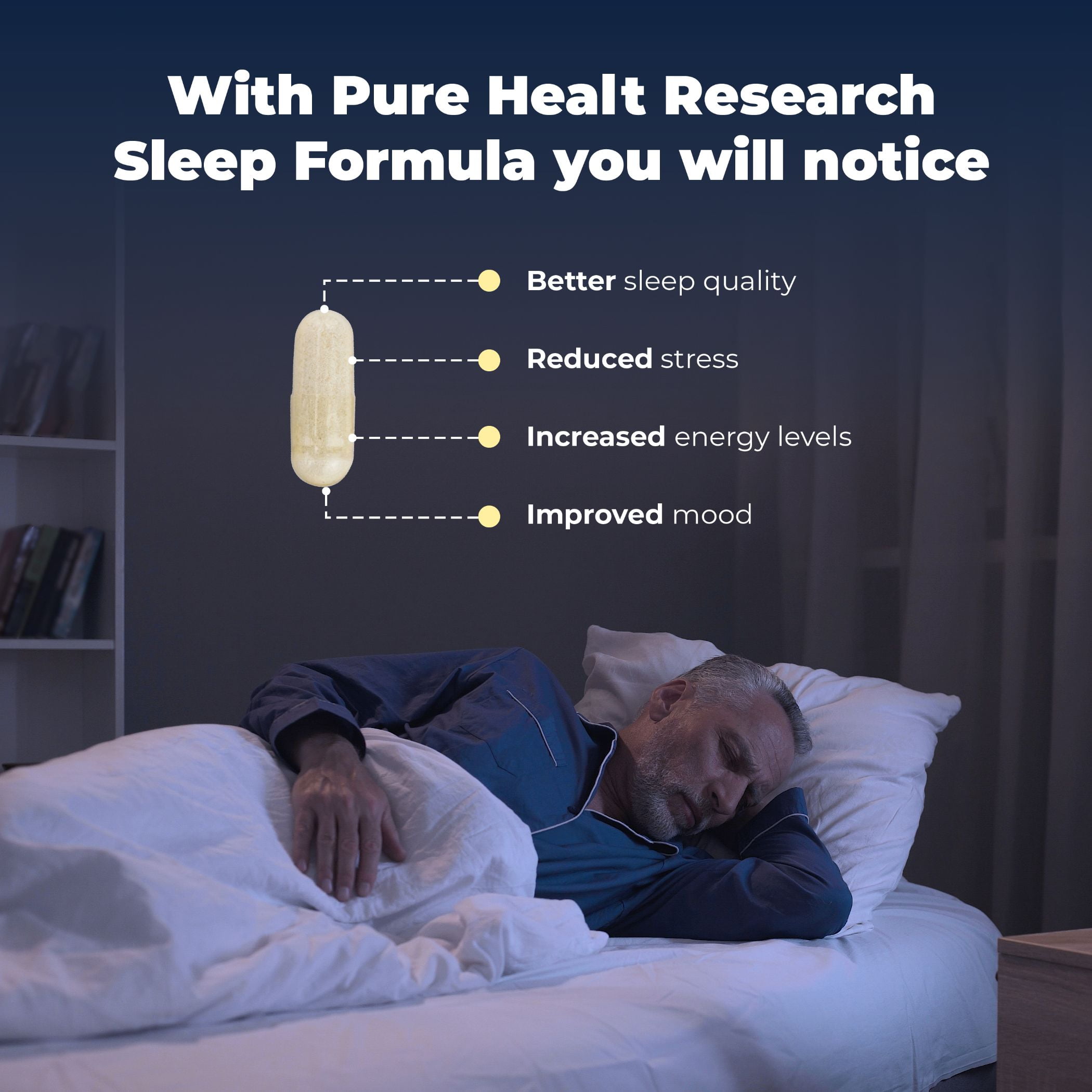 Sleep Formula by PureHealth Research, Naturally Calms & Relaxes for Deeper, Longer, Blissful Sleep, 1 Bottle