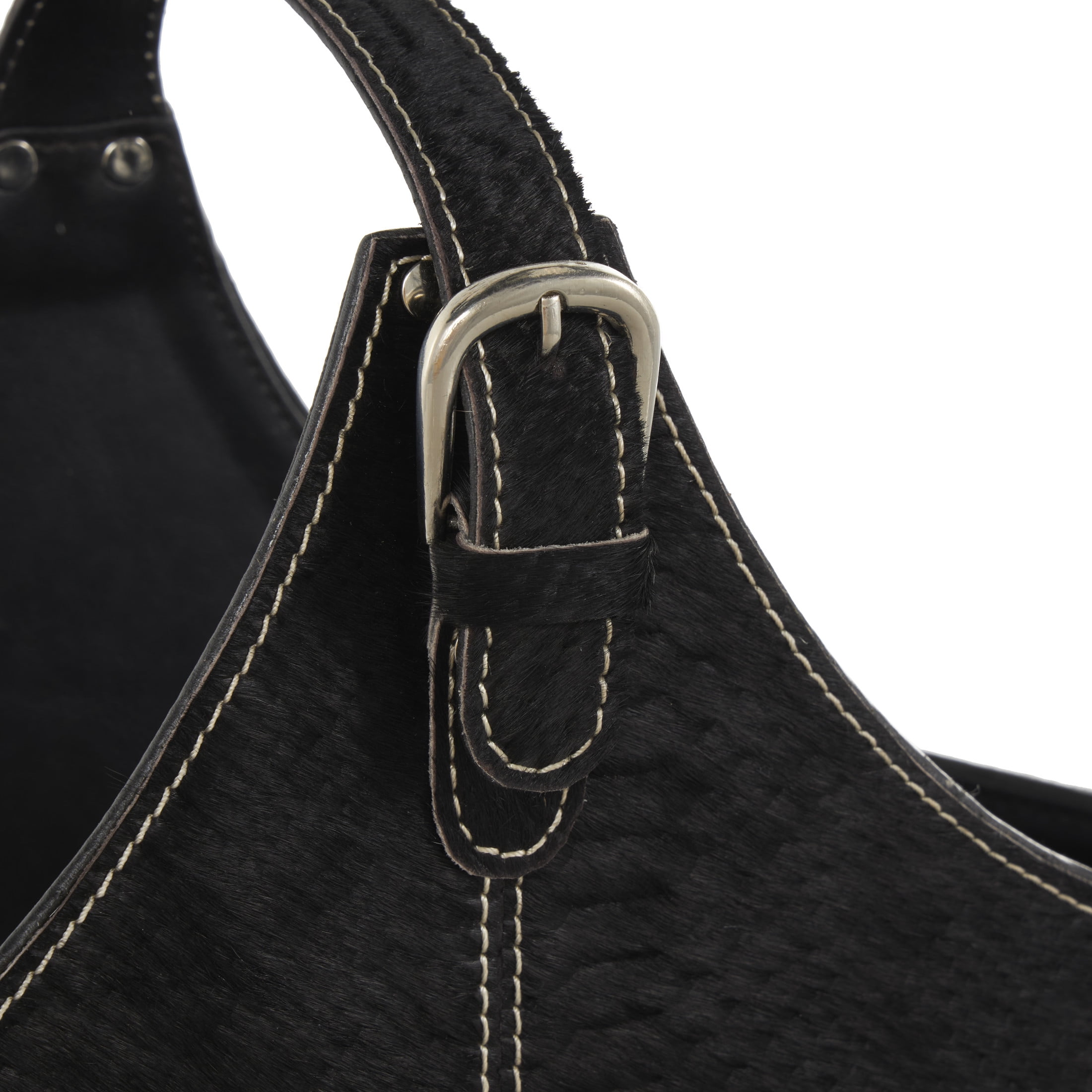 DecMode 15" Black Leather Handmade Box Style Magazine Holder with Detail Stitching and Curved Buckle Handles