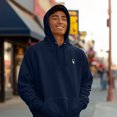 thumbnail image 5 of Dalix Astronaut Embroidery Relaxed Hoodie Soft Fleece Sweatshirt Drawcord Fit Lounge Mens in Navy Blue L Large, 5 of 5