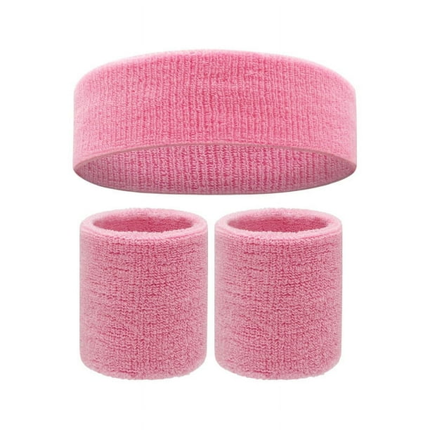 Nvzi Conjunto de muñequeras deportivas, conjunto de muñequeras deportivas que absorben la humedad y el sudor, muñequera de tela súper cómoda (rosa)