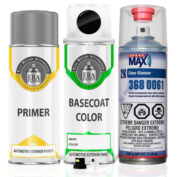 ERA Paints WA8555/GBA - Black for GMC Exact Match Spray Paint Spray - Premium Kit w/ 2K SprayMax Clearcoat