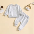 thumbnail image 2 of Coerni Baby Boys Girls Round Neck Long Sleeve Solid Color 2pcs Top Pants For Autumn Winter Outfits 3 Month Old Boys Clothes, 2 of 9