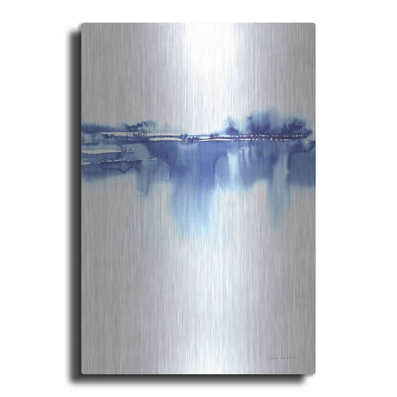 Luxe Metal Art 'Blue Horizon IV' by Alan Majchrowicz, Metal Wall Art, 16"x24"